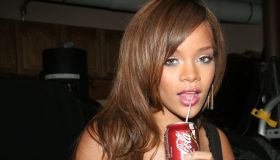 Rihanna drinks coca cola soda during music video shoot