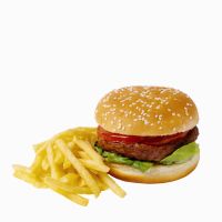 Close-up of hamburger and french-fries