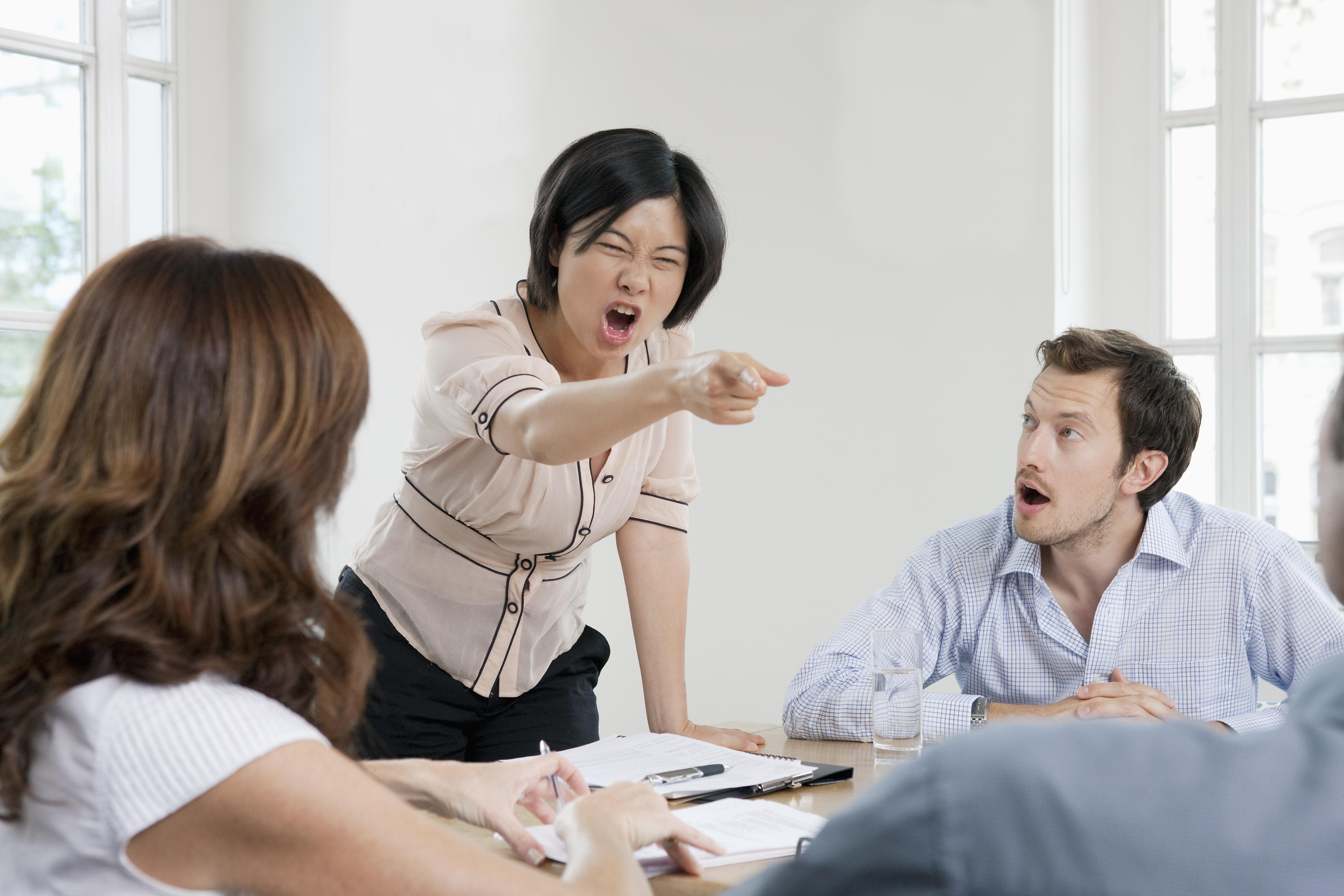 Female shouting in a meeting