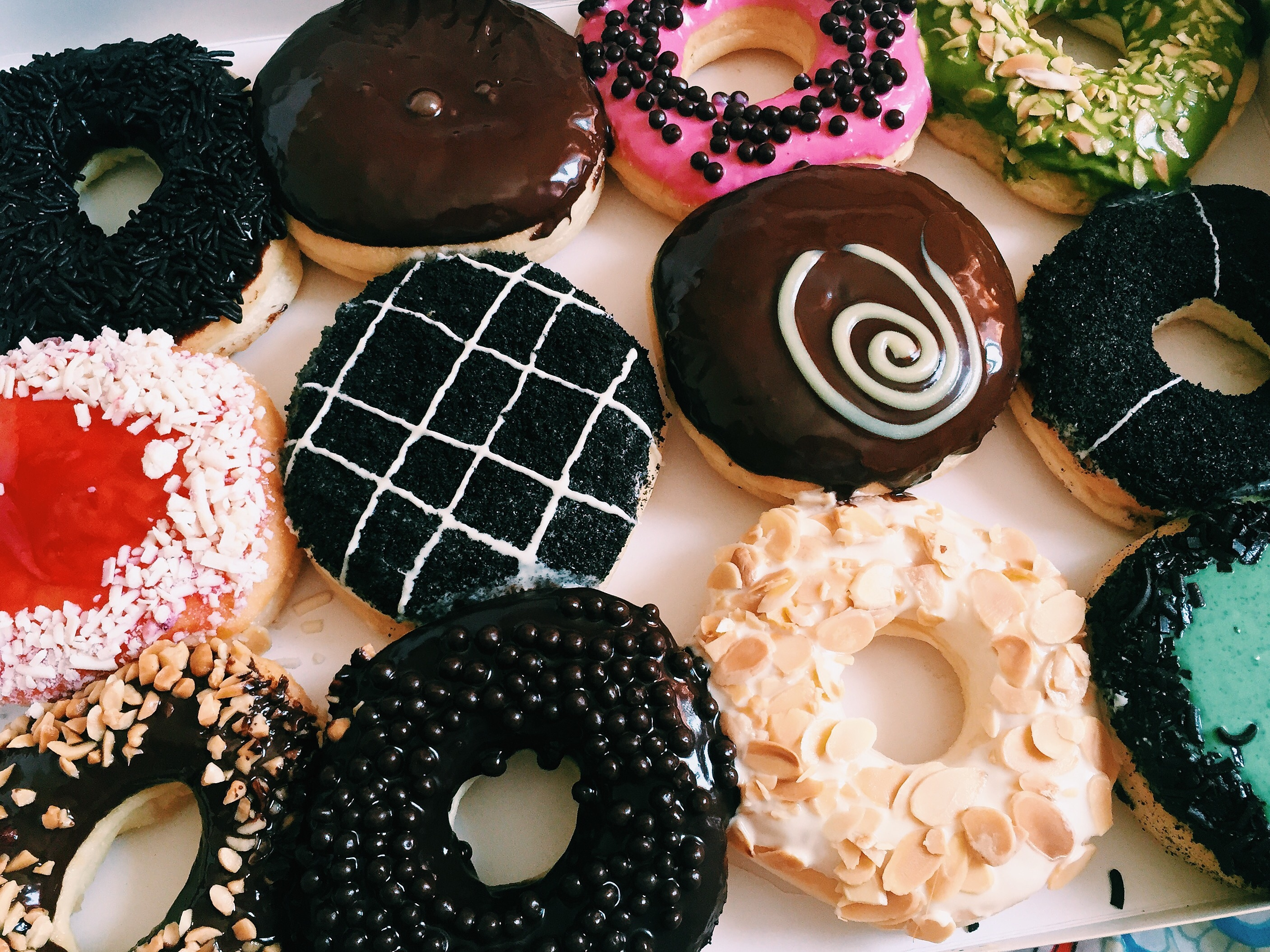 High Angle View Of Donuts