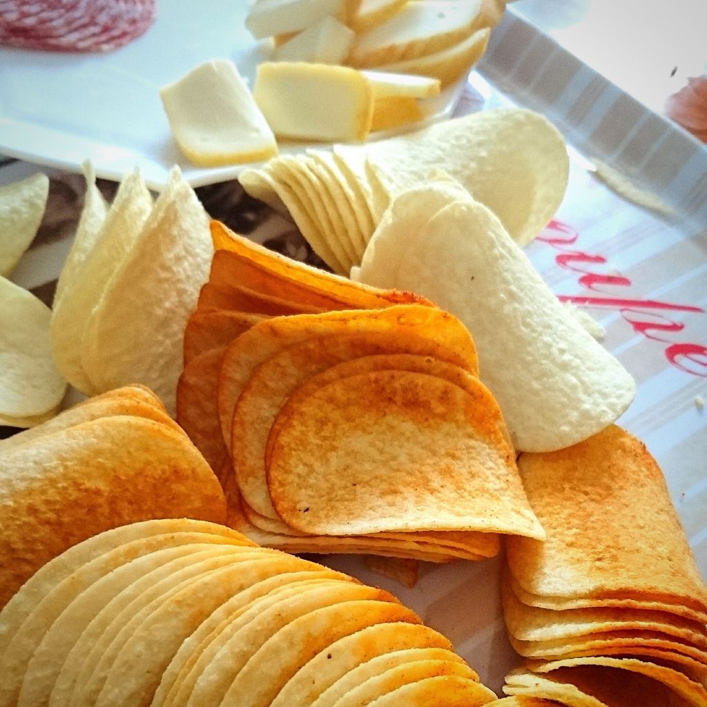 Close-Up Of Potato Chips In Plate