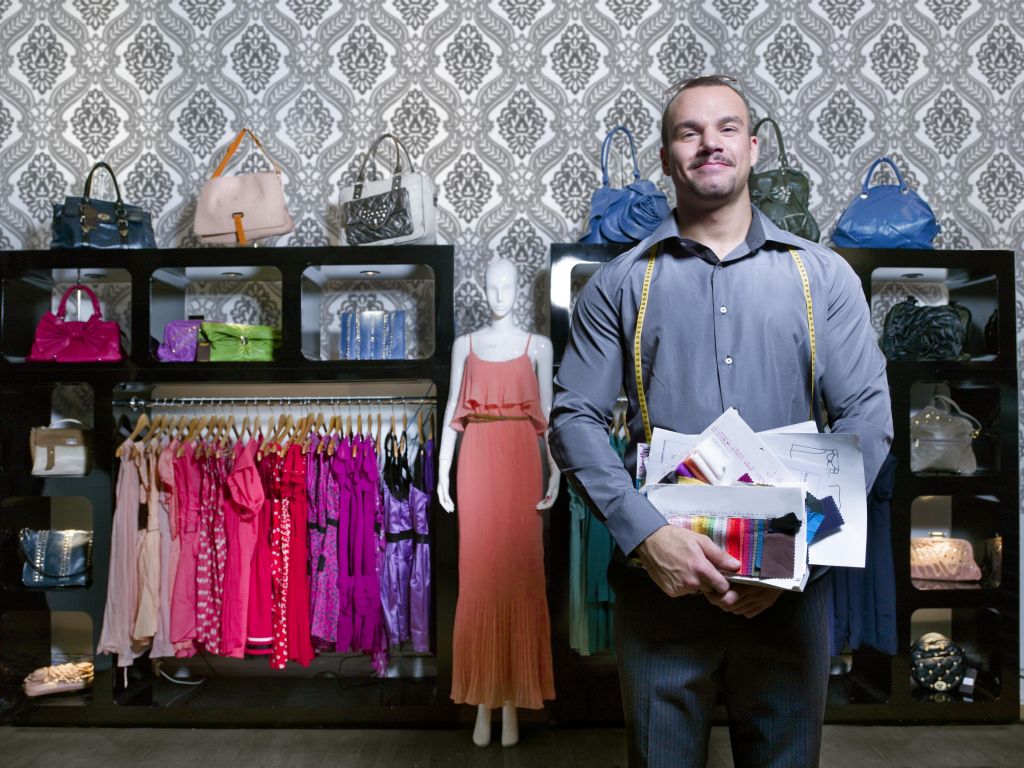 portrait of fashion designer for high street shop