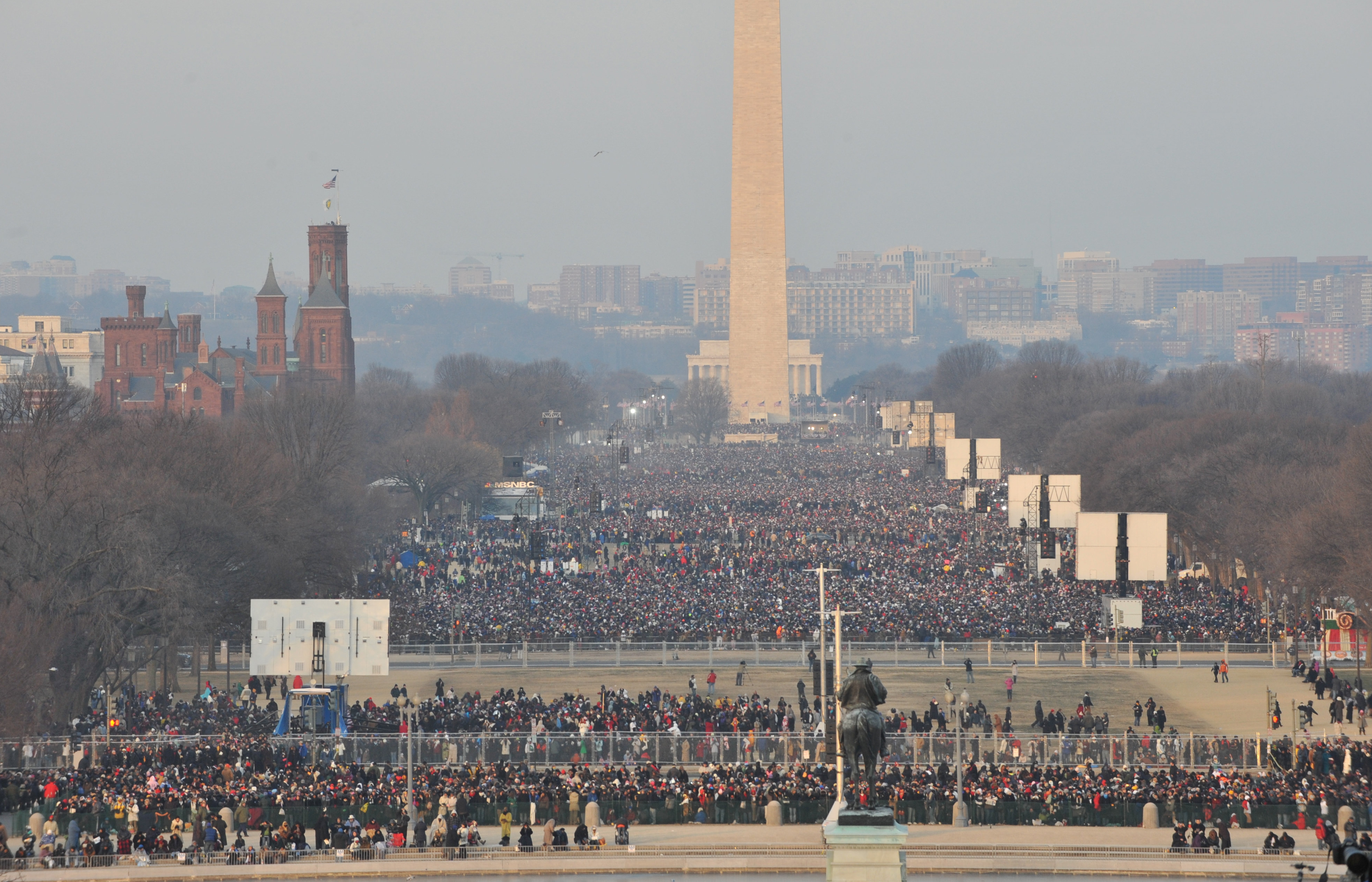 INAUGURATION 2009; Crowds gather on the National Mall in Was