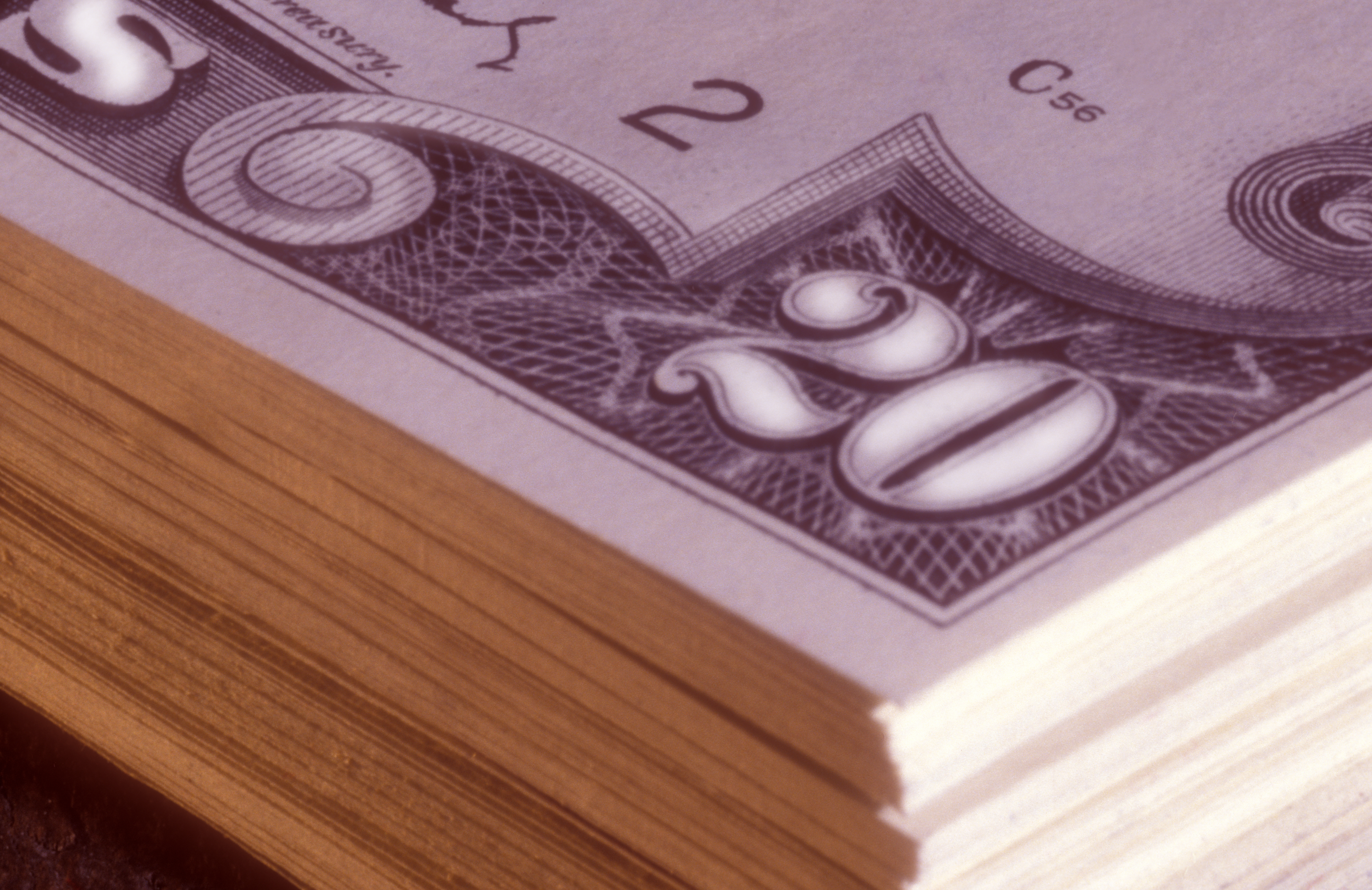 Stack of twenty dollar bills