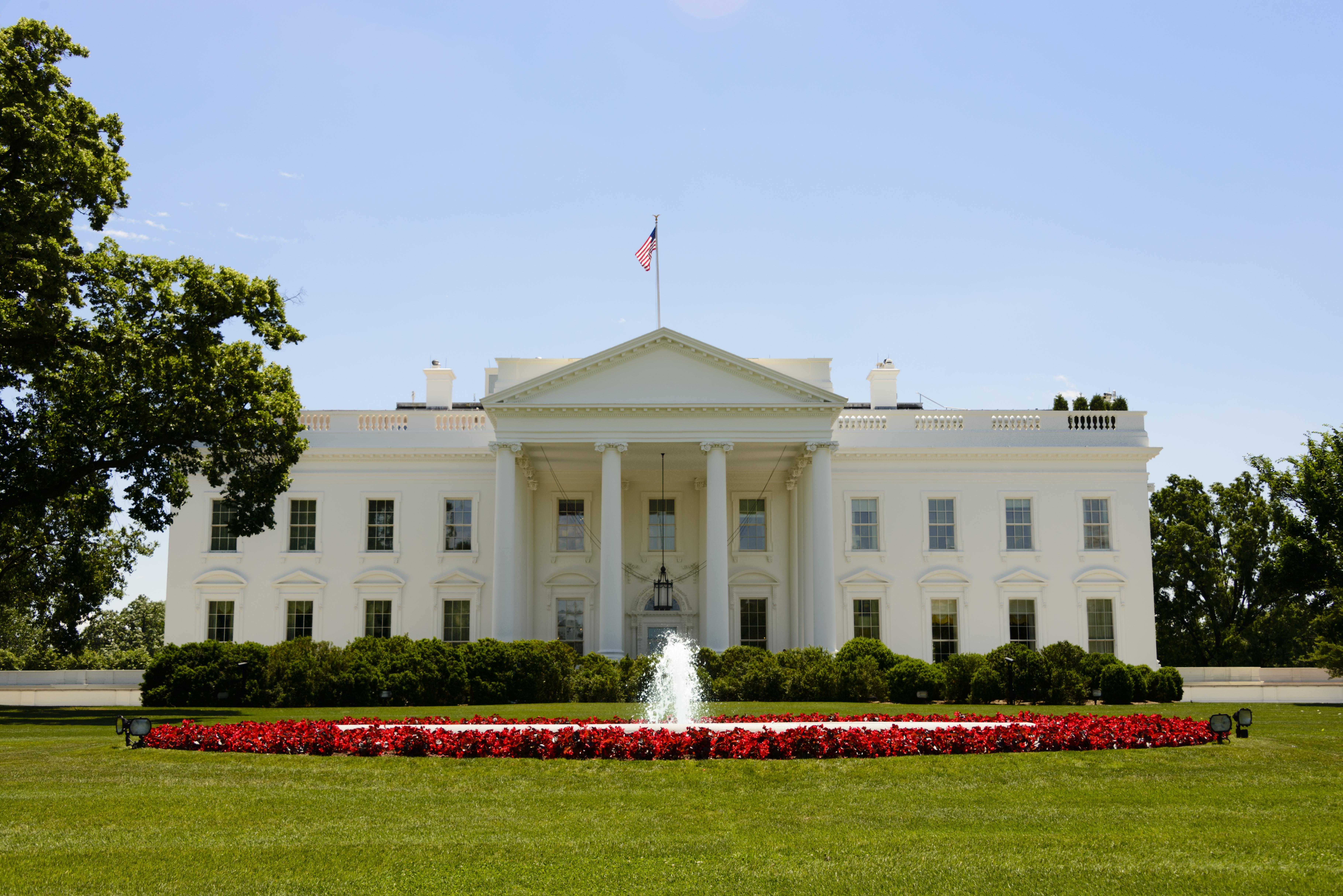 Front facade of the White House in Washington, DC