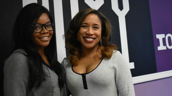 Gabby Douglas and Karen Clark