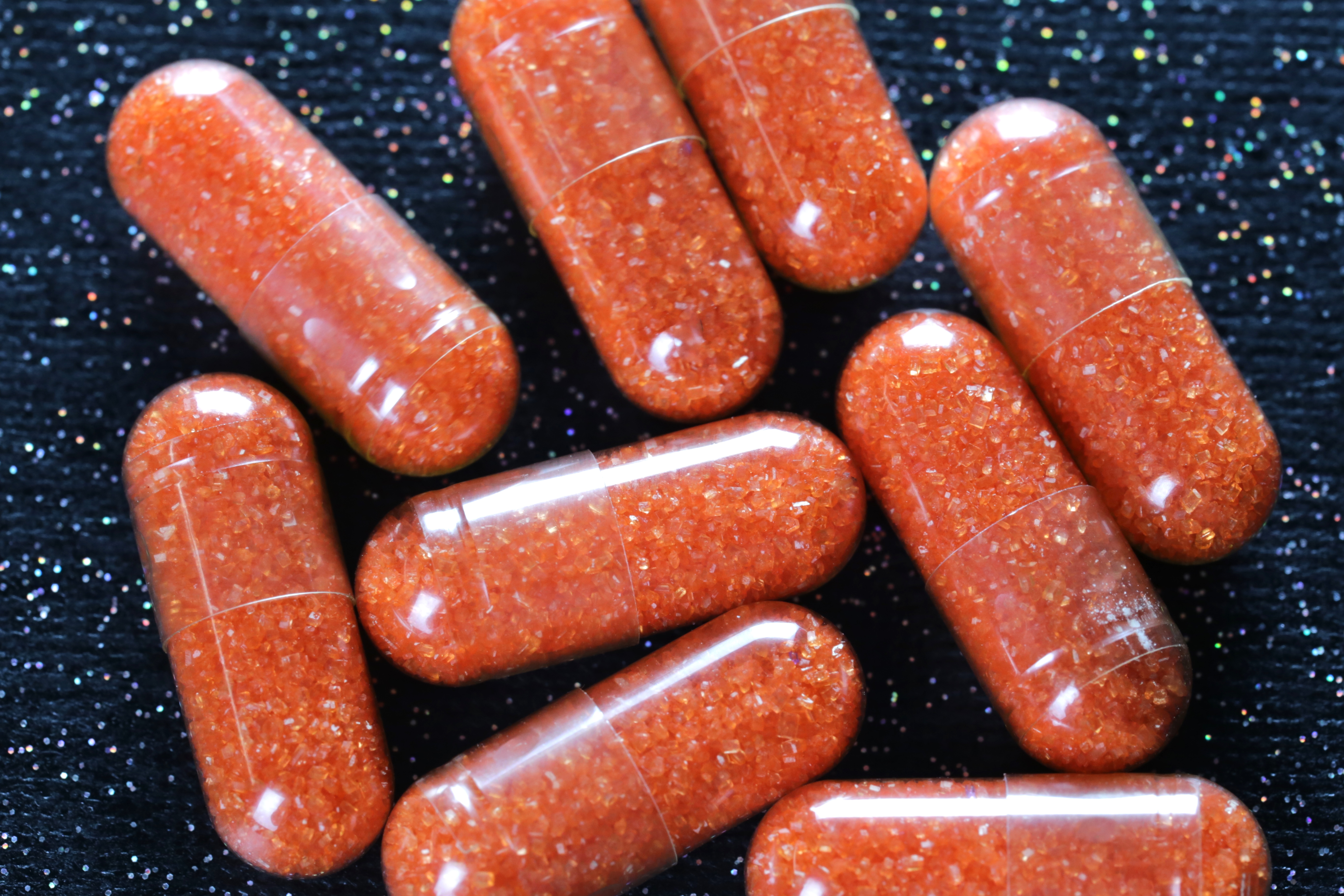 Orange colored prescription capsules