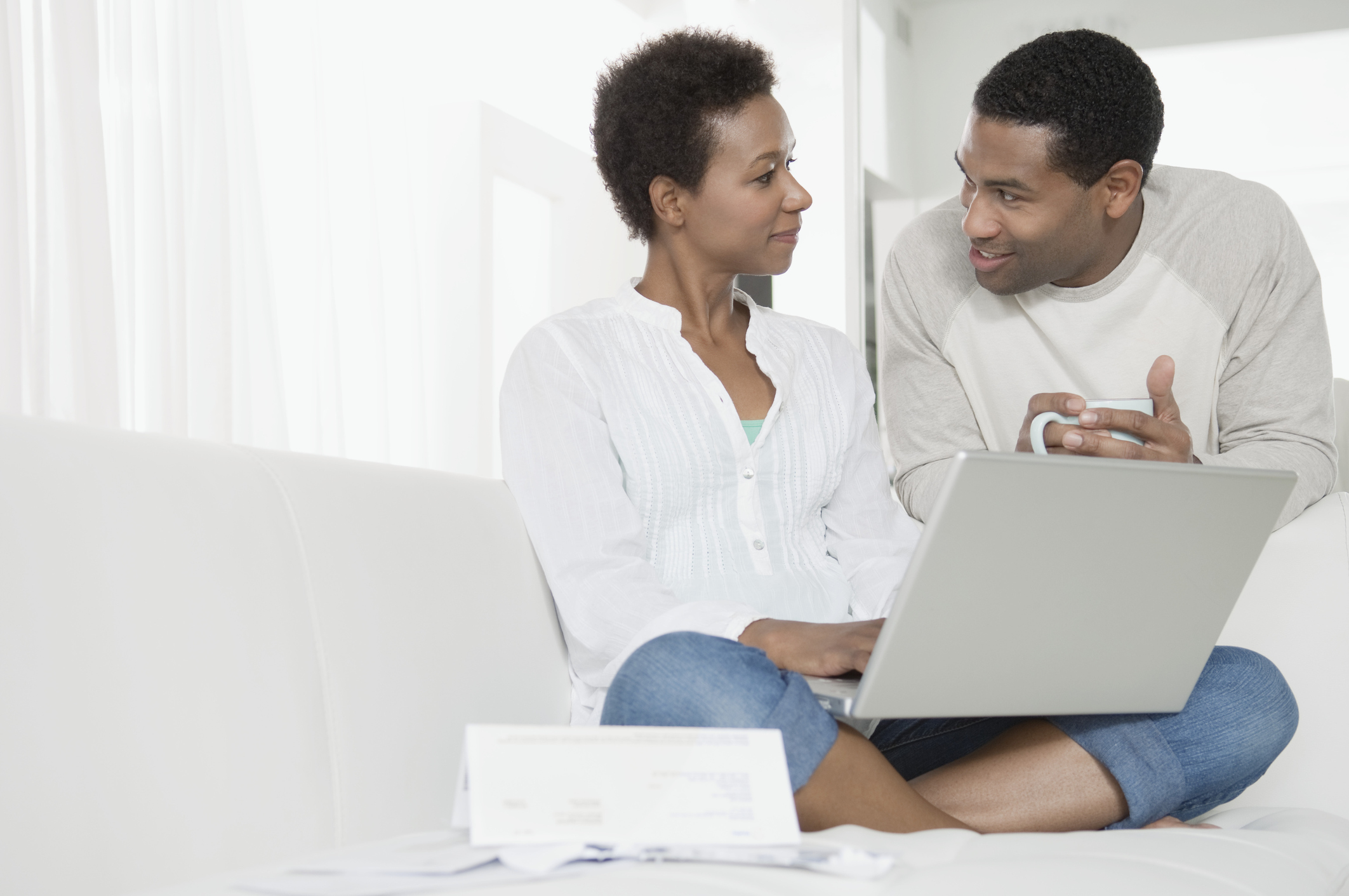 Couple discussing bills