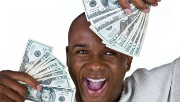 Man with money and happy expression