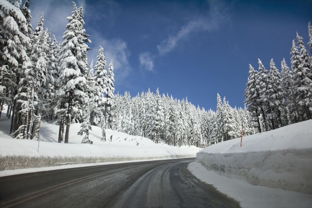 Snow Along The Road At Timberline On Mount Hood