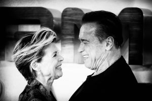 Linda Hamilton and Arnold Schwarzenegger poses at Photocall for TERMINATOR: DARK FATE on Thursday 17 October 2019