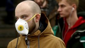 Commuters wear face masks on Moscow Underground