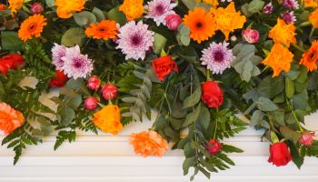 Close Up On Funeral Flowers
