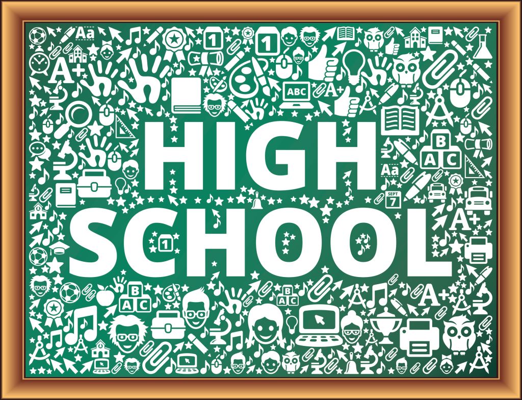 high school School and Education Vector Icons on Chalkboard