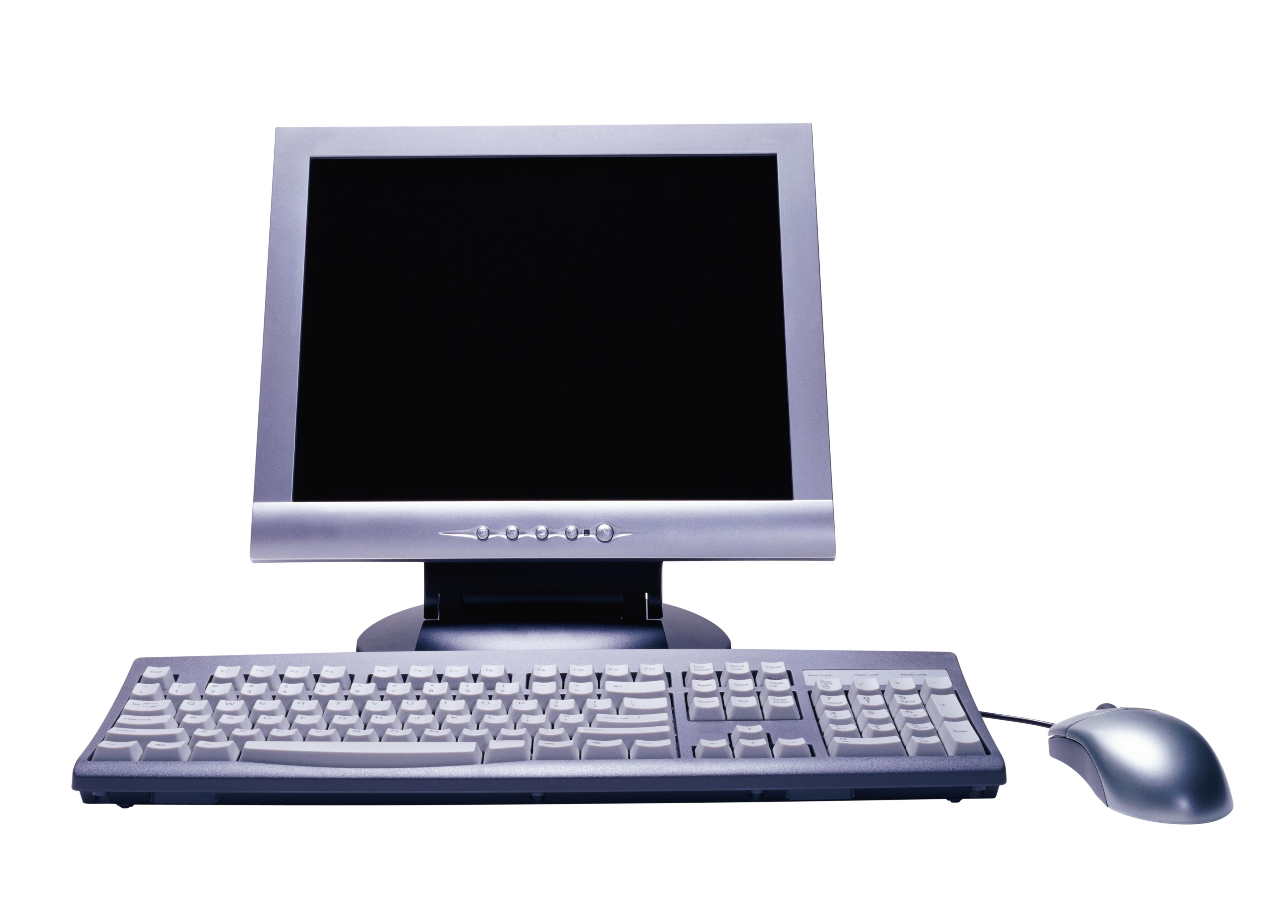 Computer monitor, keyboard, and mouse