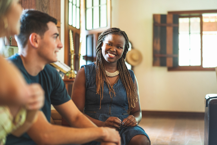 Multicultural friends having a good conversation