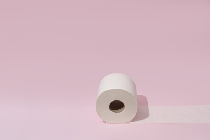 Toilet Roll On Pink Background