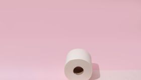Toilet Roll On Pink Background
