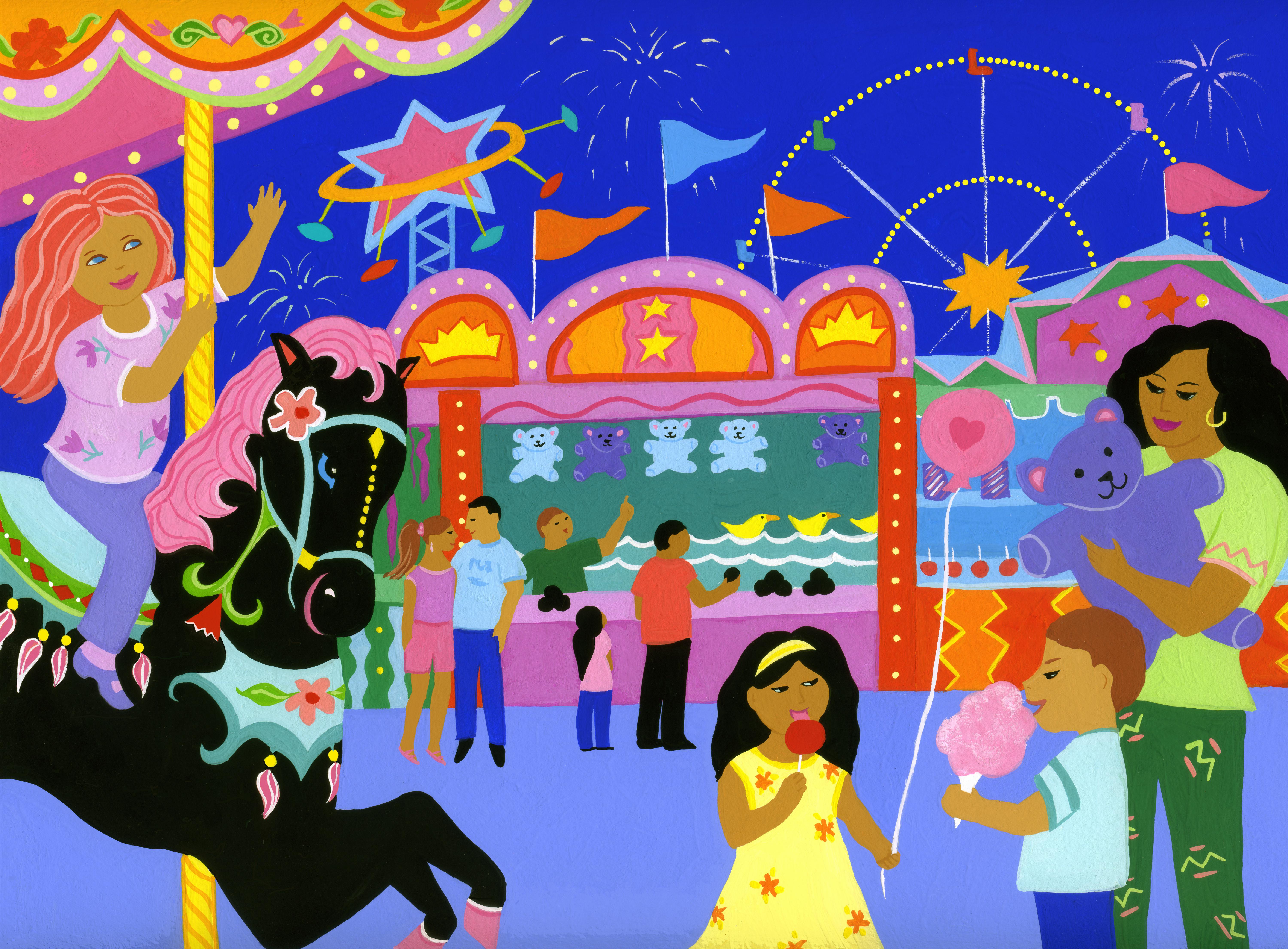 Families at a carnival