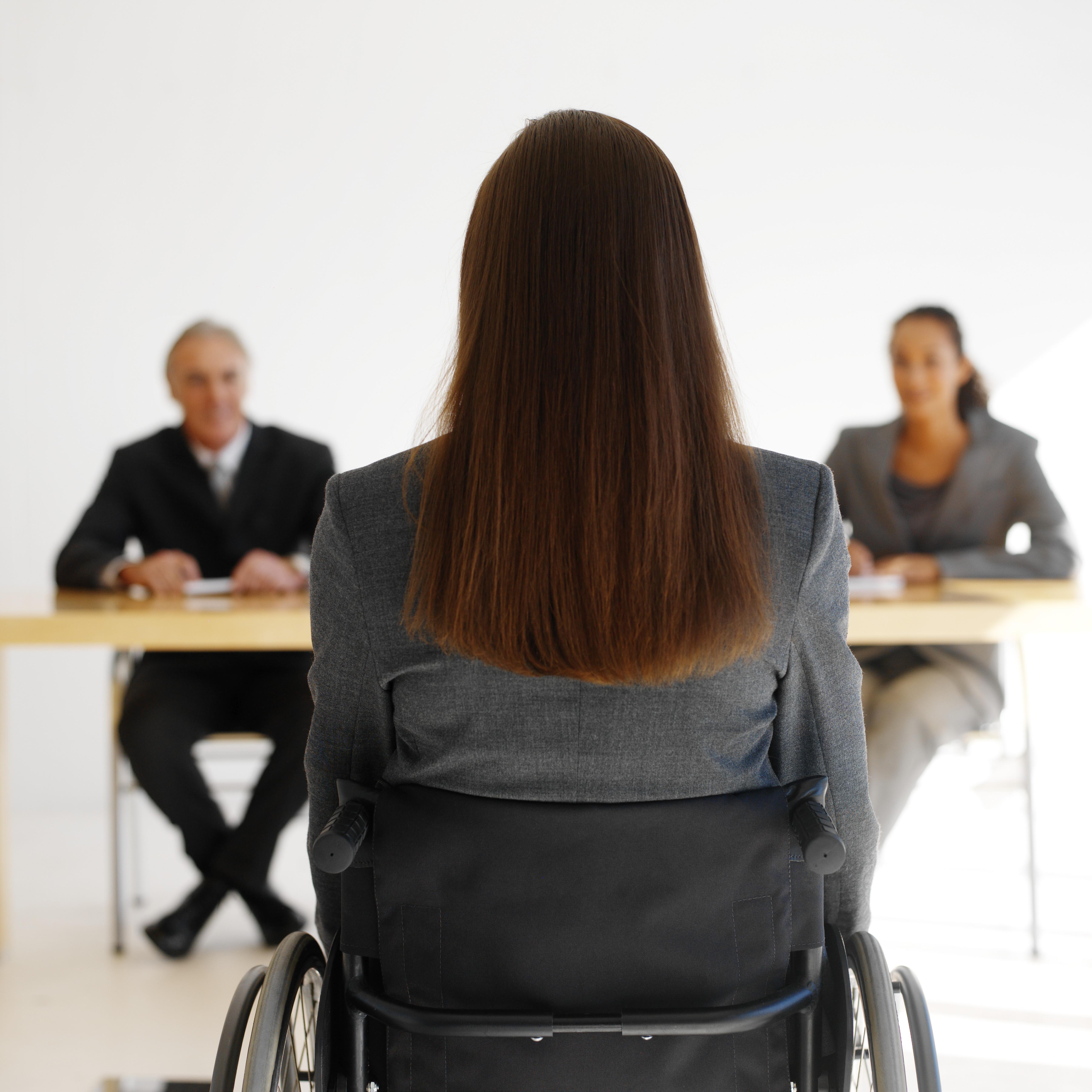 businesswoman in a wheelchair having an interview