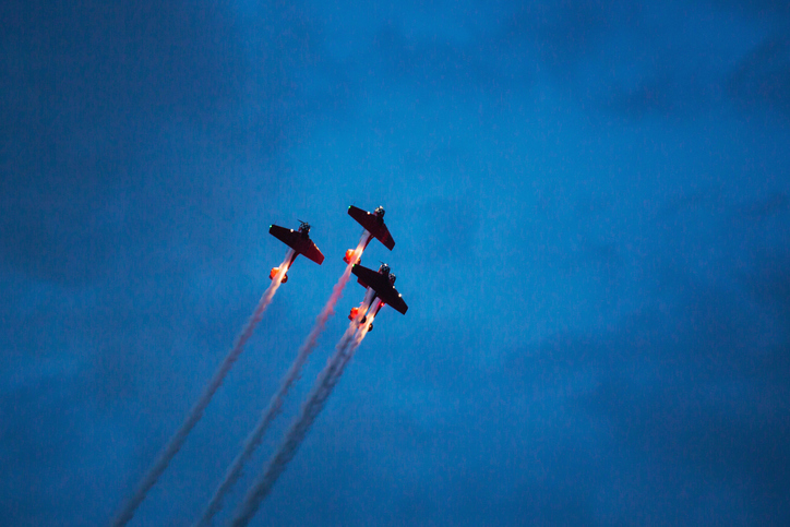 Acrobatic Airshow planes in flight