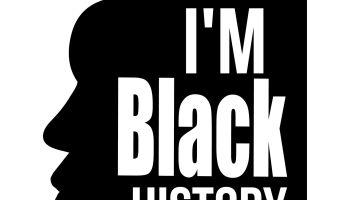 Concept human illustration of face with text I Am Black History for Black History Month