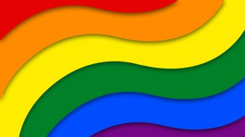Happy Pride Month LGBT Rainbow Pride Flag Wave Background
