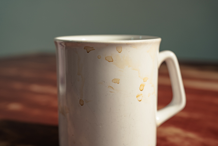 Coffee mug with coffee stain
