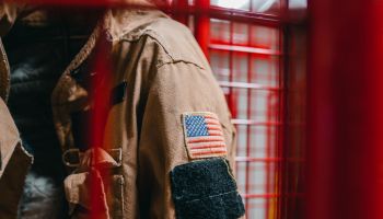 American flag depicted on a firefighter jacket