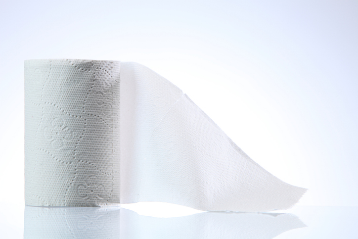 Close-Up Of Toilet Paper Against White Background