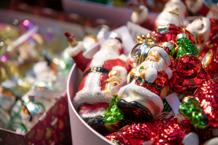 Santa Claus shaped Christmas baubles