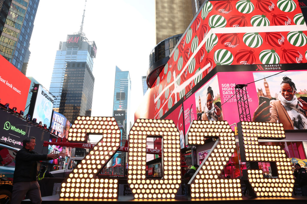 Times Square Numeral Arrival For New Year's Eve