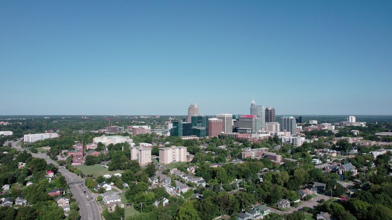 Downtown Raleigh Skyline Above the City, North Carolina