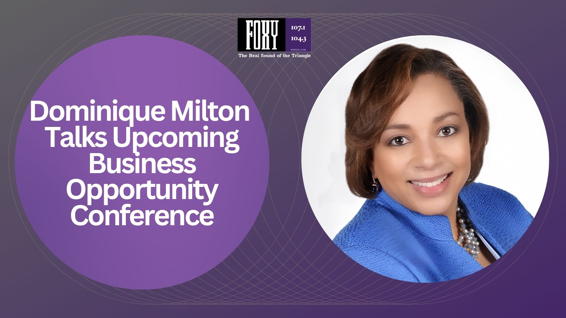 Dominique Milton, a smiling woman in a blue jacket, speaks at an upcoming business opportunity conference.
